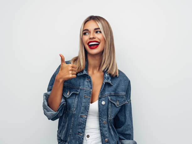 istock Sensual woman wearing denim jacket 1333953254