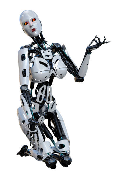 istock 3D illustration female robot on white 1333954594