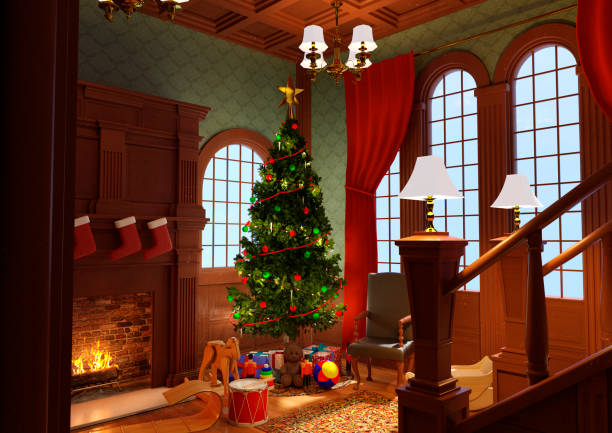 istock 3D illustration  Christmas room 1333955612