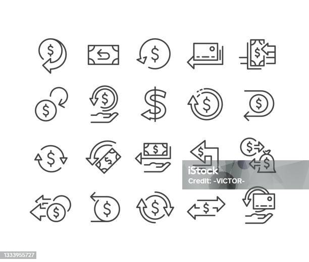 Cashback Icons Classic Line Series向量圖形及更多圖示圖片 - 圖示, 貨幣, 價格