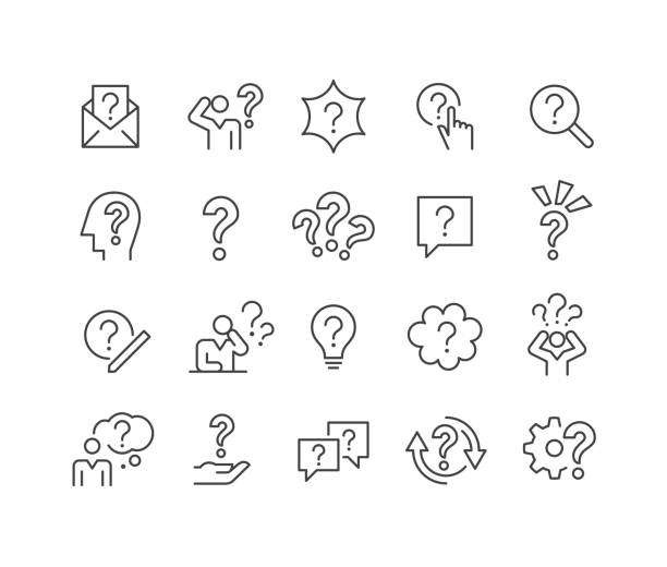 ilustrações de stock, clip art, desenhos animados e ícones de question icons - classic line series - question mark asking problems thinking