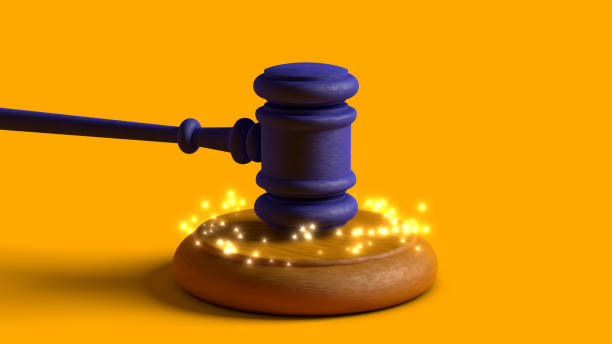 BLUE BIDDING OR JUDGE HAMMER WITH SPARKS