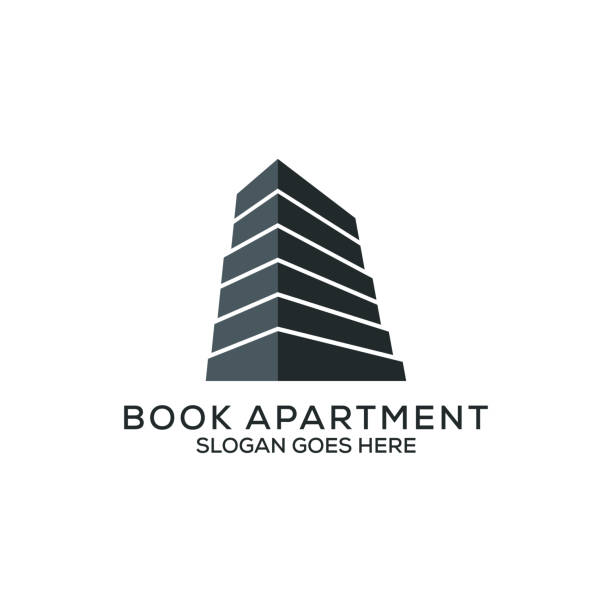 ilustrações de stock, clip art, desenhos animados e ícones de book apartment symbol design,monogram building vector, can be used as symbols, brand identity, company symbol, icons, or others. - m09