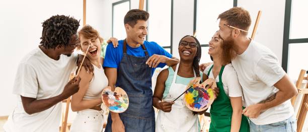 istock Group of people smiling happy standing at art studio. 1333966009