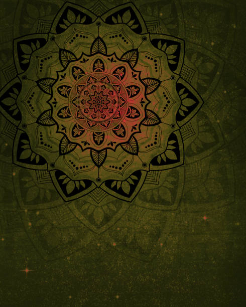 Mandala with Stars Hand-drawn Mandala with Stars and Copy Space. Atmospheric mood. dharmachakra stock illustrations