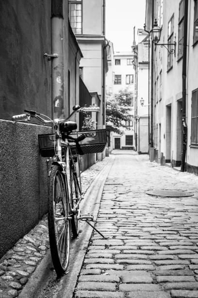 istock Street with bicycle by the wall 1333967885