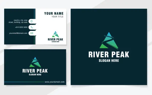 Vector illustration of River peak logo template on modern style