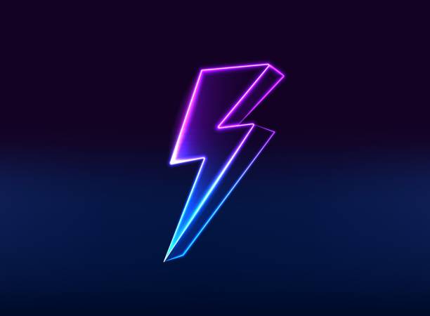 ilustrações, clipart, desenhos animados e ícones de vetor energia lightning bolt logotipo neon estilo para logotipo de energia elétrica, carregamento sem fio, ui, pôster, camiseta. - mid atlantic usa flash