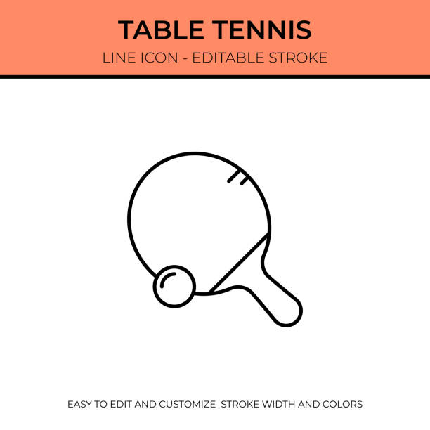 значок тонкой линии для настольного тенниса - table tennis table stock illustrations