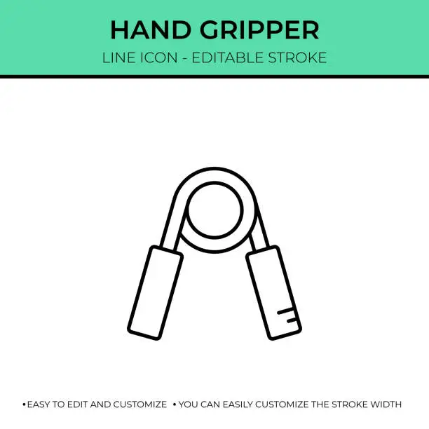 Vector illustration of Hand Gripper Thin Line Icon