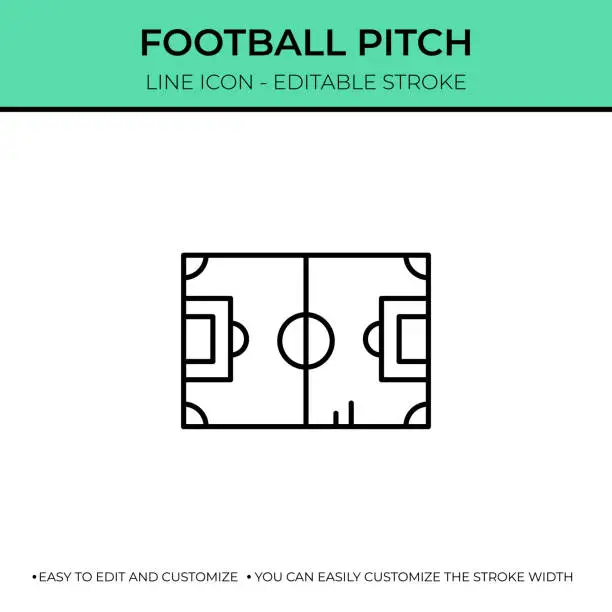 Vector illustration of Football Pitch Thin Line Icon