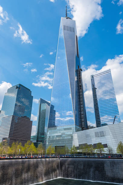 Ground Zero Memorial, New York City, USA Wide angle view of the Ground Zero Memorial in Manhattan, New York City, USA to the struggle against world terrorism statue photos stock pictures, royalty-free photos & images