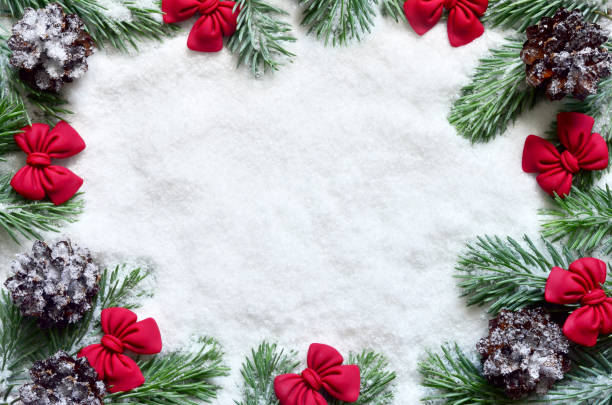 istock Christmas wreath with red bows and cones. 1333996519