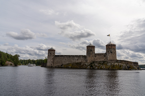 Savonlinna, Finland - 2 August, 2021: view of the Olofsborg Castle in Savonlinna in southern Finland
