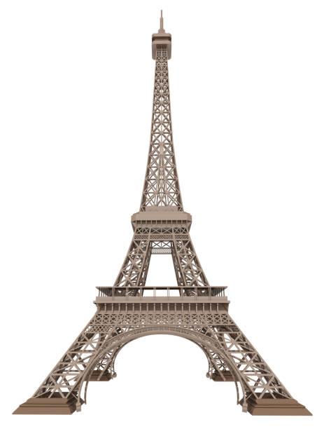 Eiffel Tower isolated on white background stock photo