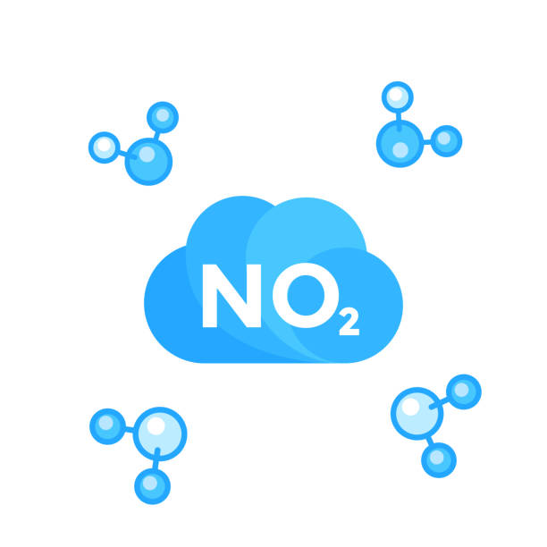 fitness, health, gym trendy icons on circles NO2, nitrogen dioxide molecule nitrogen stock illustrations