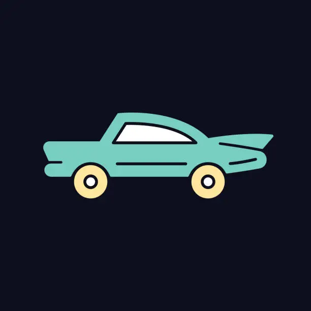 Vector illustration of Classic car RGB color icon for dark theme