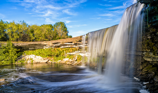A view of the picturesque Jagala Waterfall in northern Estonia