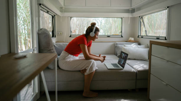 istock Having a conference call while sitting in the recreational vehicle 1334009714