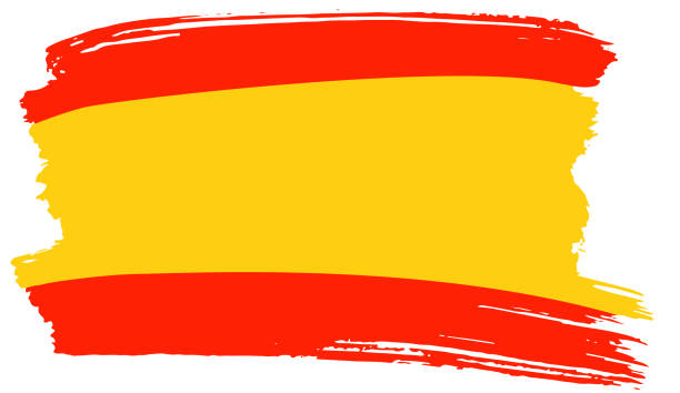 ilustraciones, imágenes clip art, dibujos animados e iconos de stock de bandera de españa pinceladas. boceto dibujado a mano - spain flag spanish flag national flag