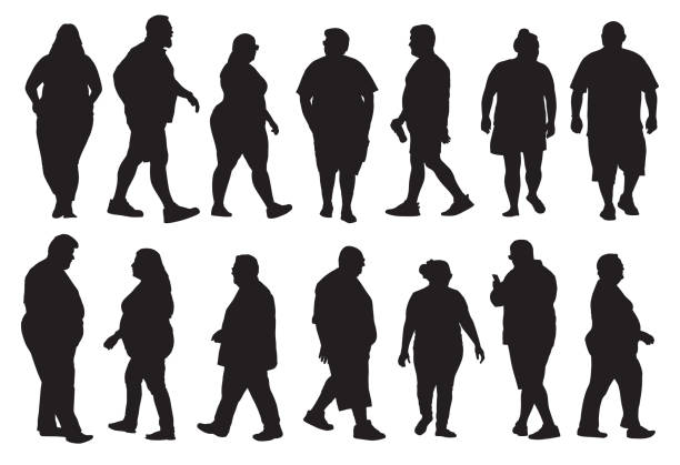 illustrations, cliparts, dessins animés et icônes de groupe de personnes en surpoids silhouettes - large group of people illustrations