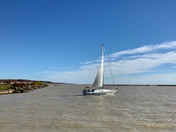 A yacht on the lake Erie, a sunny day