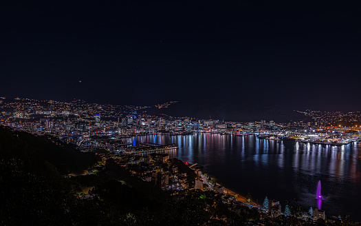 nightsape of Wellington City and harbour taken from Mt Victoria