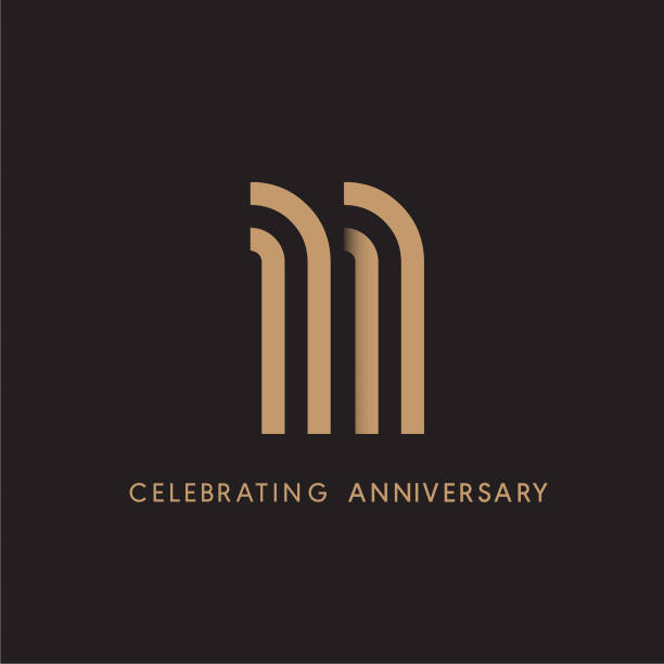 11 jahre jubiläumsfeier logo mit moderner zahl gold farbe zur feier - number 11 stock-grafiken, -clipart, -cartoons und -symbole