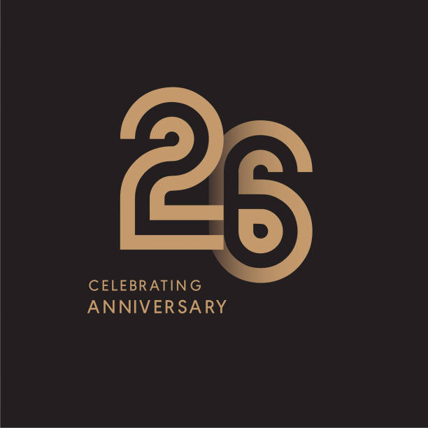 26 years anniversary celebration logotype with modern number gold color for celebration 26 years anniversary celebration logotype with modern number gold color for celebration number 26 stock illustrations