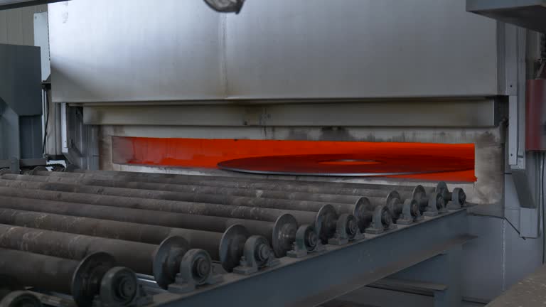 Saw blade factory automation calciner, saw blade substrate into the furnace.