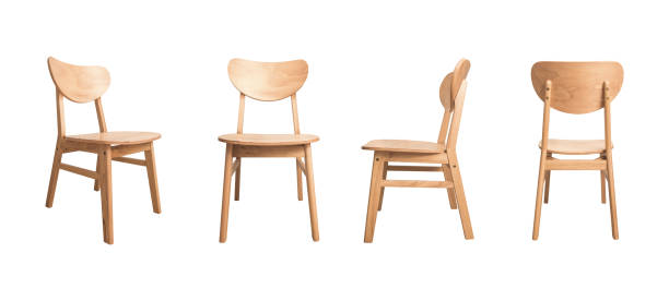 wooden chair isolated on white with clipping path