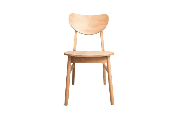 деревянный стул, изолированный на белом с обрезным контуром - chair стоковые фото и изображения