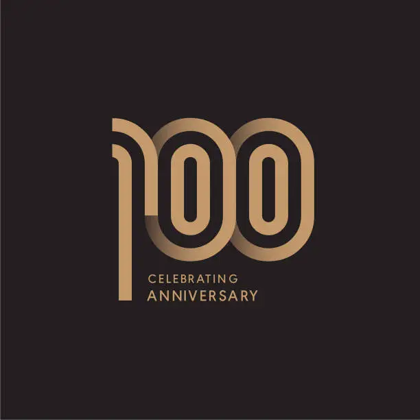 Vector illustration of 100 years anniversary celebration logotype with modern number gold color for celebration