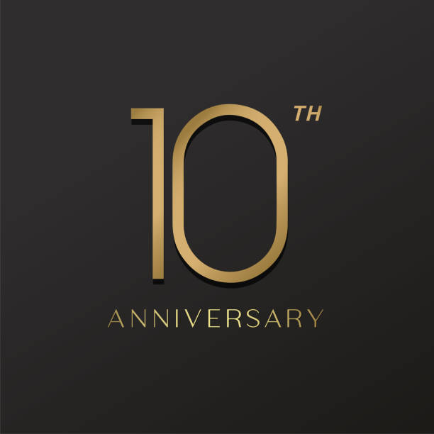 istock 10th anniversary celebration logotype with elegant number shiny gold design 1334041259