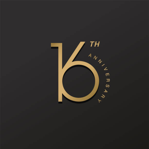 16th anniversary celebration logotype with elegant number shiny gold design 16th anniversary celebration logotype with elegant number shiny gold design XVI stock illustrations