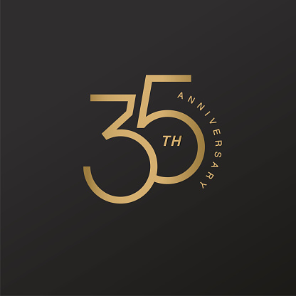 35th anniversary celebration logotype with elegant number shiny gold design