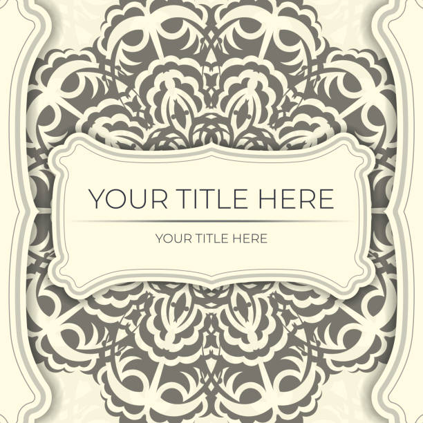 Vintage Vector Prepare light cream color postcards with abstract ornament. Template for design printable invitation card with mandala patterns. Vintage Vector Prepare light cream color postcards with abstract ornament. Template for design printable invitation card with mandala patterns. casamento stock illustrations