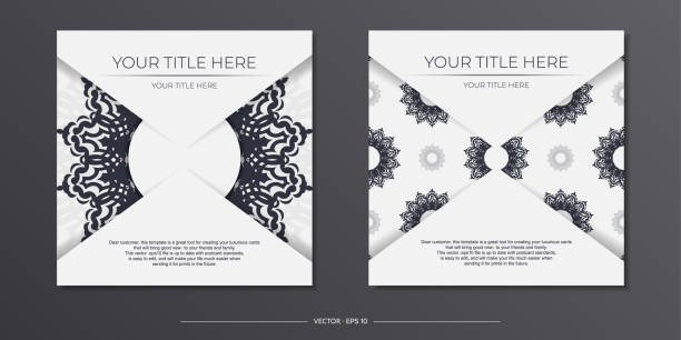 Vintage Light color postcard template with abstract ornament. Print-ready invitation design with mandala patterns. Vintage Light color postcard template with abstract ornament. Print-ready invitation design with mandala patterns. casamento stock illustrations