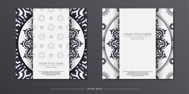 Vintage Light color postcard template with abstract ornament. Print-ready invitation design with mandala patterns. Vintage Light color postcard template with abstract ornament. Print-ready invitation design with mandala patterns. casamento stock illustrations