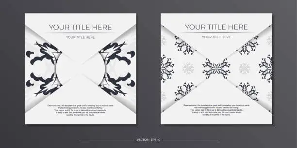 Vector illustration of Vintage Light color postcard preparation with abstract patterns. Template for print design invitation card with mandala ornament.