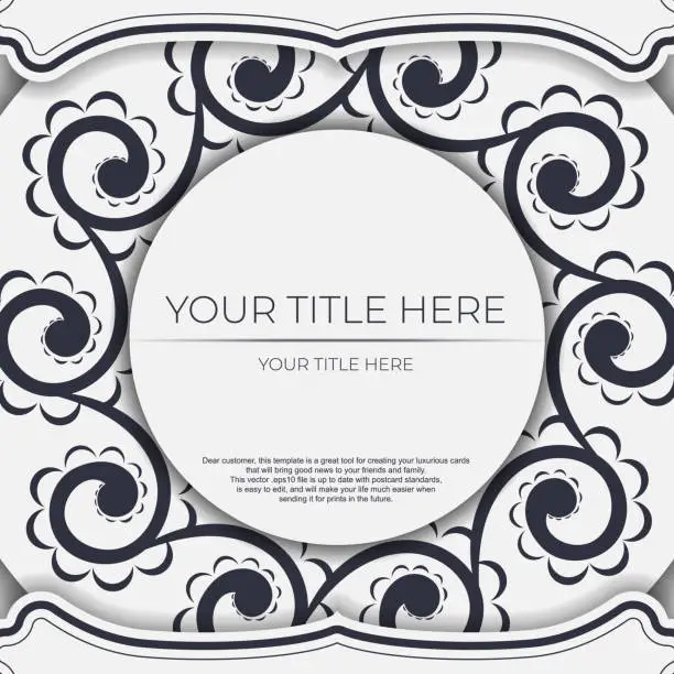 Vector illustration of Vintage vector postcards in light color with abstract patterns. Invitation card design with mandala ornament.