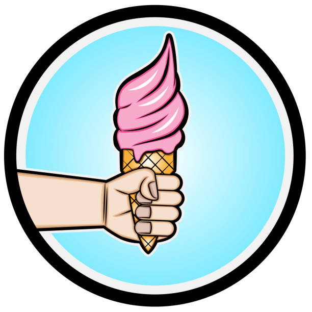 hand holding ice cream vector art illustration