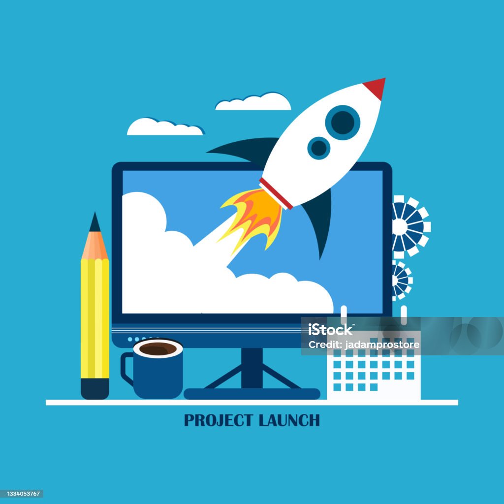 Project Launch Bitmap Project Launch And Start Up Stock Illustration - Download Image Now ...