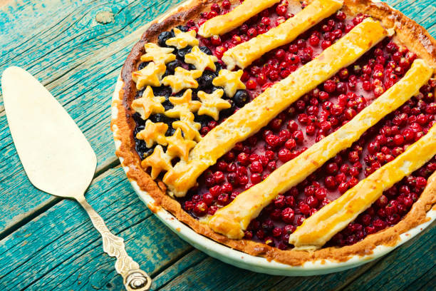 istock American berry pie,wooden table 1334054928