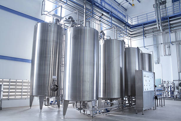 Water treatment equipment Modern machinery in a pharmaceutical production plant stainless steel factory stock pictures, royalty-free photos & images