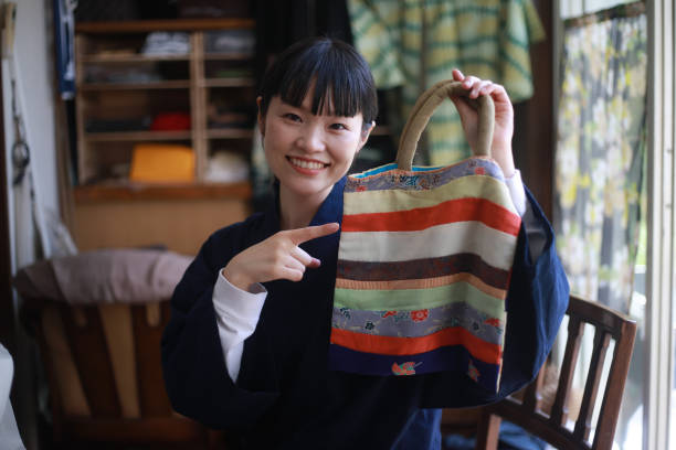 istock Woman with handmade bag 1334059561
