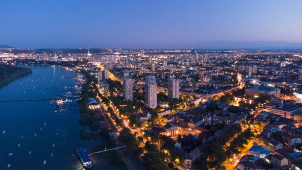 istock Drone night view Belgrade city, Serbia. 1334062305