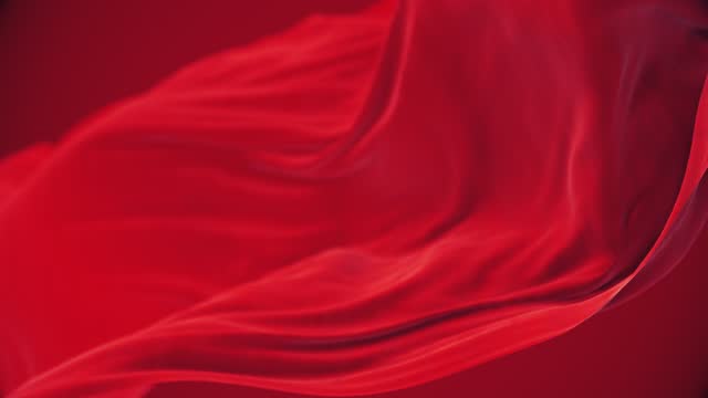 4k Red wavy silk fabric in wind,seamless waving flag cloth loop background.