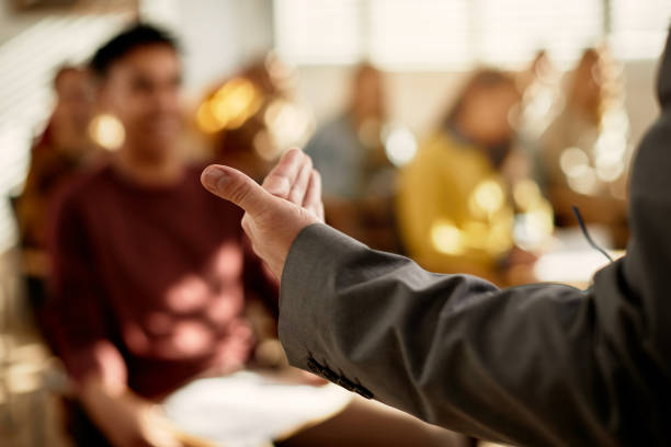 istock Close-up of professor teaching students in the classroom. 1334065423