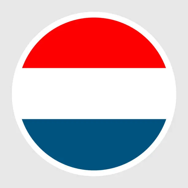 Vector illustration of Netherlands Flag Round Flat Circle